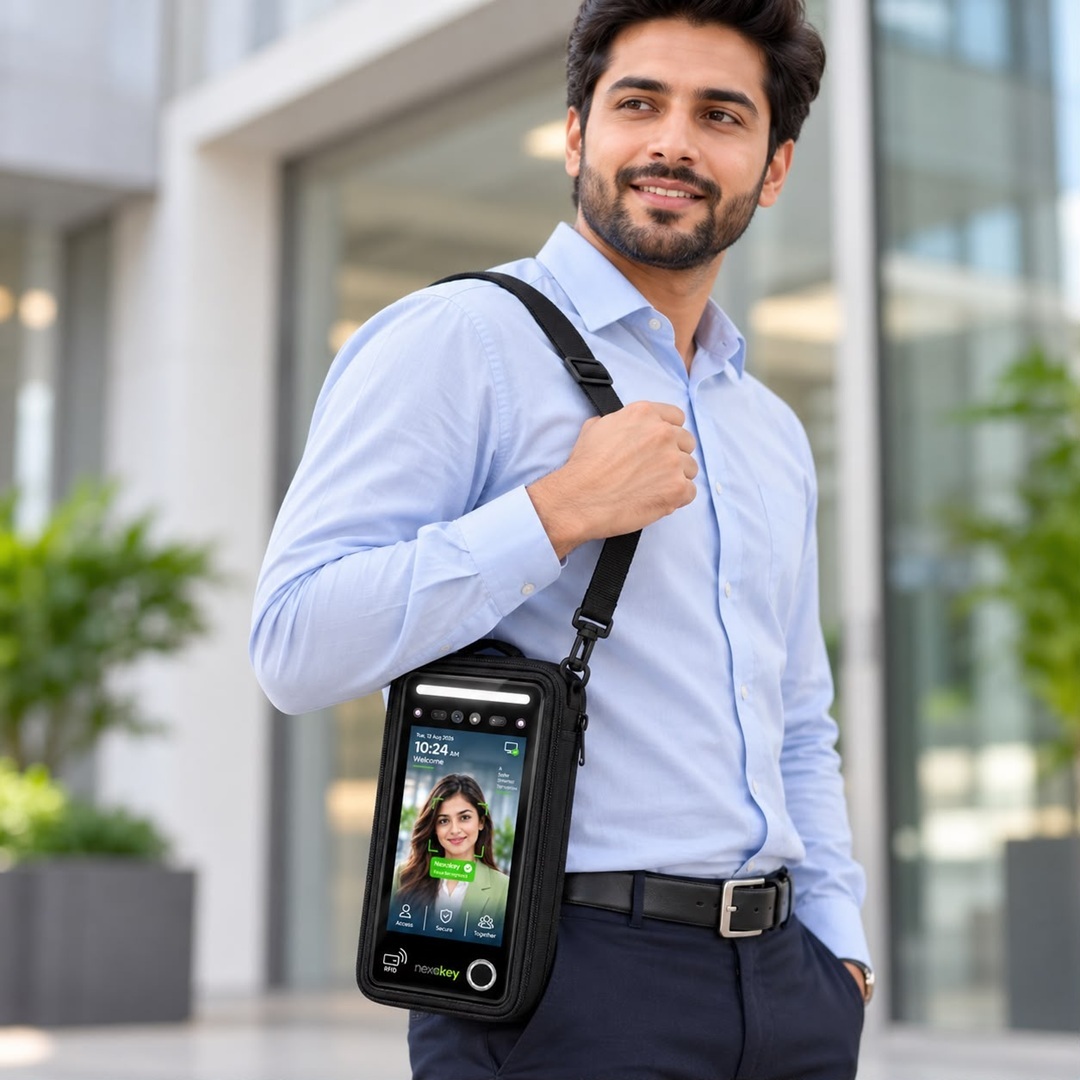 Nexakey NX-V550-FGB portable face and fingerprint attendance terminal with 4G